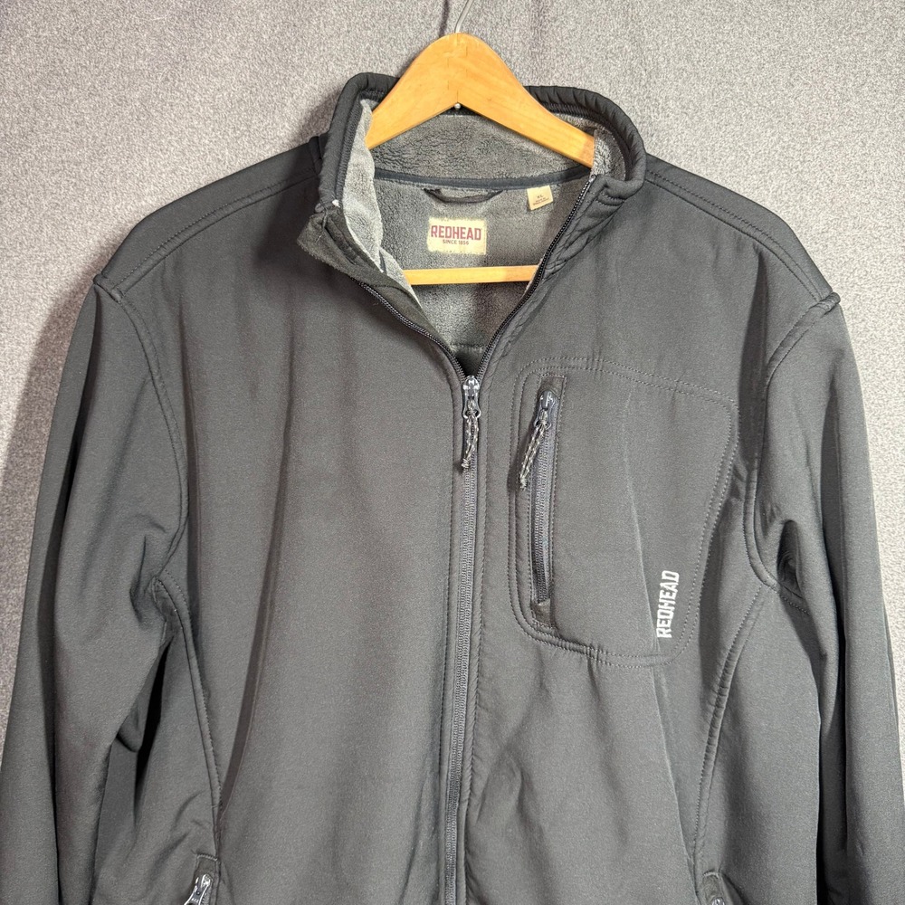 RedHead Mens XL Black Softshell Fleece Lined Full Zip Jacket Outdoor Coat